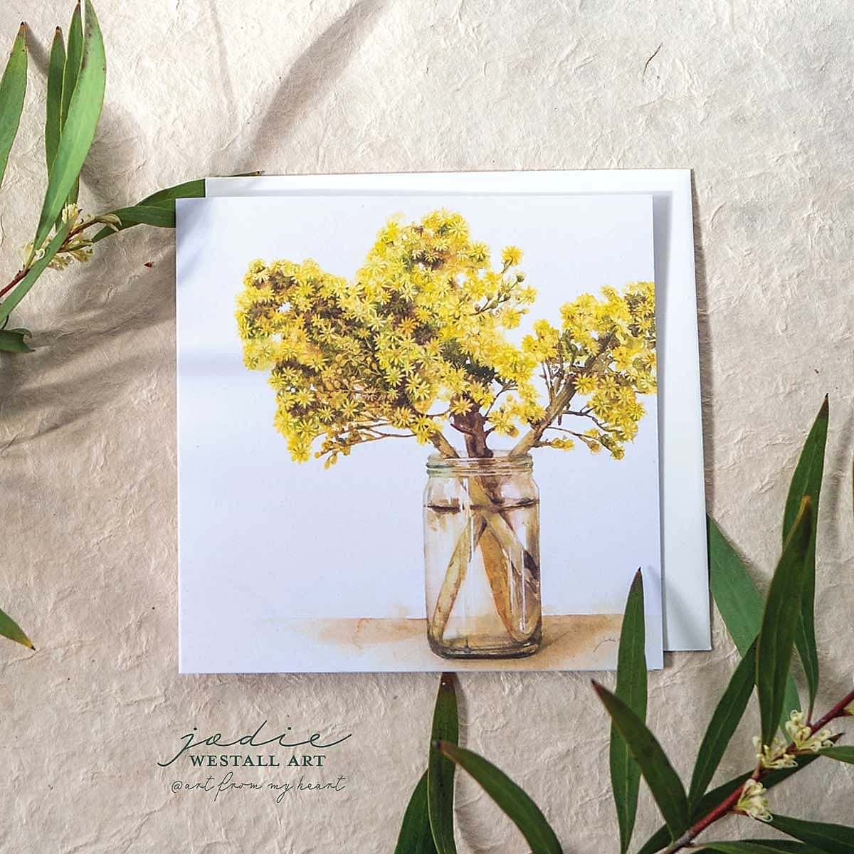 Simple Yellow Vase - Greeting Card