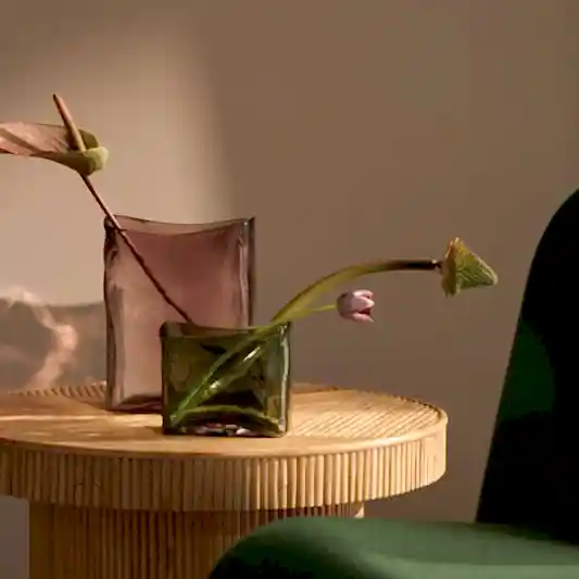 green and pink glass vase