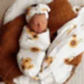 Baby Gift - Organic Snuggle Swaddle Wrap and Topknot or Beanie Set