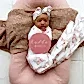 baby swaddle wrap and topknot set pink floral print